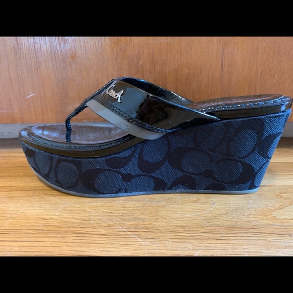 Coach Shoes - Black Coach Wedge Sandals